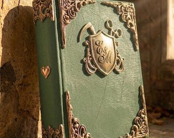 Personalized Luxury Doctor Wedding Guest Book, Custom Medical Crest with Initials,  Nurse & Anesthesiologist keepsake.