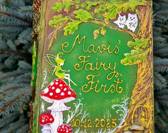 Enchanted Forest Guest Book, Fairy Mushroom Quinceanera Memory Album, Custom Fantasy Moss Green Journal, 15th Birthday Scrapbook A4