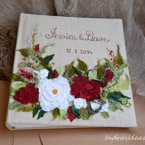 Embroidered wedding photo album, personalized family photo album, guest book with large photo album, name and date 100 pages 11,8x11,8&quot;