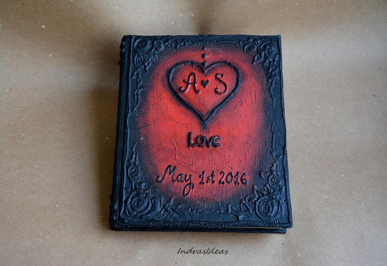 Black Guest Book Black Red Wedding Guest Book Personalized Etsy UK