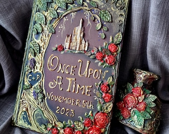 Custom Fairytale Wedding Guest Book, Medieval Castle journal, Enchanted forest memory album, your Once Upon a Time storybook