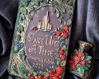 Fairytale wedding guest book, custom Woodland wedding guest, Rustic wedding, Medieval Wedding, Enchanted Forest Weddings, once upon a time