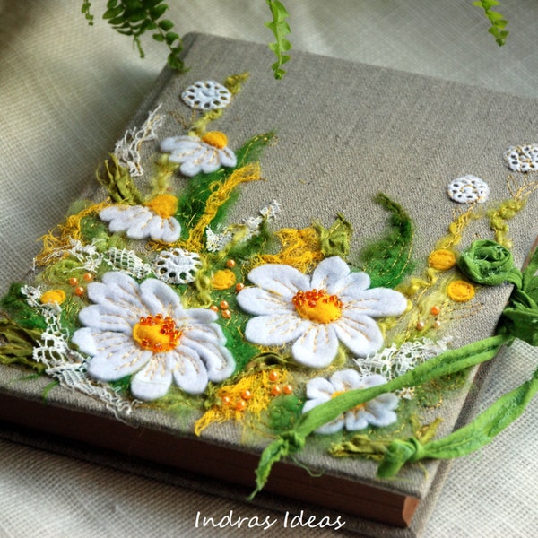 Wedding guest book Embroidered Personalized guest book Textile art  Journal size - 21 cm x 17 cm ( 8.3" x 6.7")