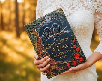 Personalized Fairytale Guest Book, Custom Storybook Journal with 3D  Crows and Roses, Enchanted Forest Wedding Keepsake.
