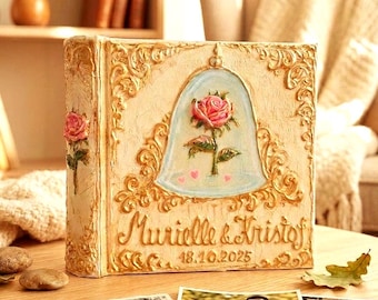 Enchanted Rose Photo Album, guest book Personalized Wedding Slip-In Photo Album 200 photos 4x6" Anniversary, daughter gift.