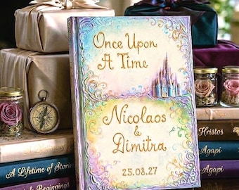 Fairytale Wedding Guest Book, Once Upon a Time Castle Guestbook, Personalized Medieval Princess Storybook
