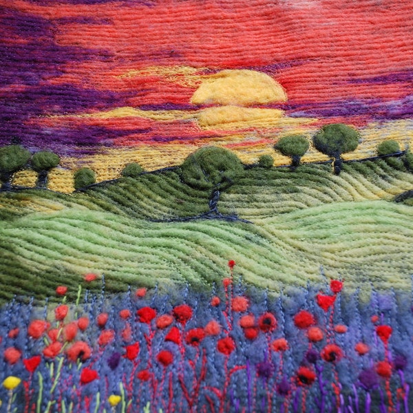 Sunset - needle felted art