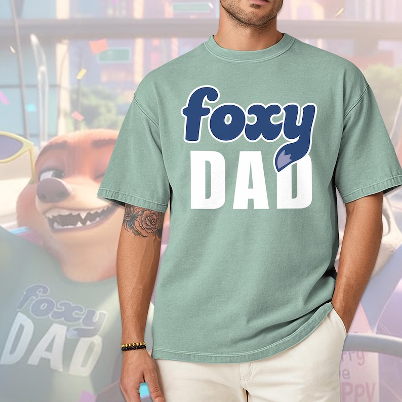 Camiseta de Foxy Dad con colores cómodos, camiseta de Nick Wilde, camiseta de Zootopia 2 de Disneyland, camiseta de Walt Disneyworld, camiseta de Nick y Judy, regalo para papá de Disneyland imagen 2