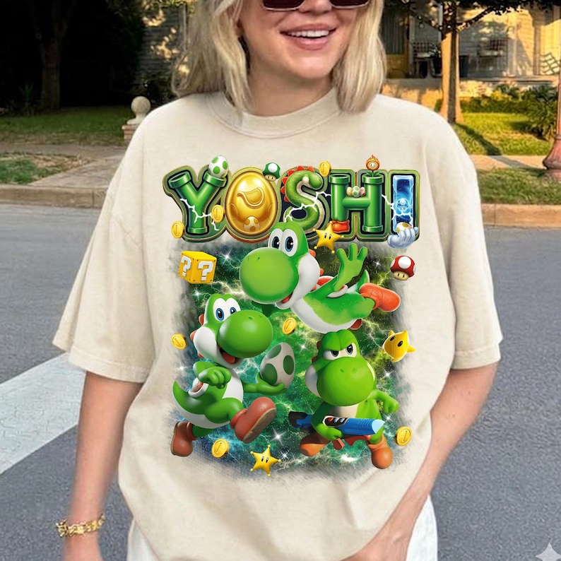 Comfort Colors Yoshi Mario Bootleg Shirt, The Super Mario Movie Tee, Mario Movie 2026 Shirt, Epic Universe Shirt, Mario Gift image 3