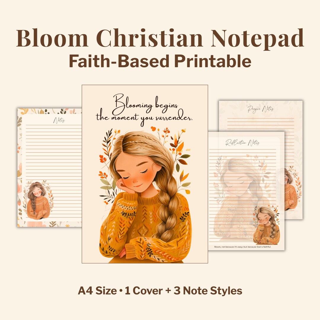 Bloom Christian Notizblock Printable A4 | Faith-Based Floral Notes PDF ...