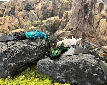 Razorjaw Thornbelly – gelede 3D-geprinte gevleugelde draak, bijtende kaak, 40 cm, kies kleur