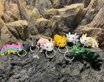 Axolotl-sleutelhanger – scharnierend speelgoed met 3D-print, kleur kiezen, sleutelhanger voor sleutels/tas/handtas