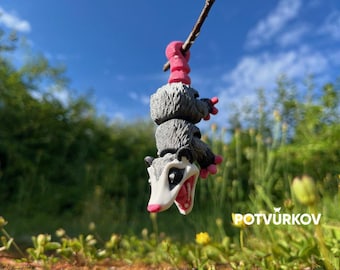 Babyopossum-sleutelhanger: 3D-geprinte staartlusclip - speelgoed