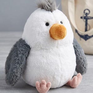 Quirky Coastal Sea Bird Stuffed Animal, Fluffy Beach Mascot with Hair Tuft, Cute Nautical  Decor, Whimsical Marine Bird Gift for Collectors