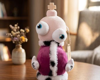 Kinger Plush Toy, Digital Circus Chess King, Magenta Robe, Bulging Eyes Indie Cartoon