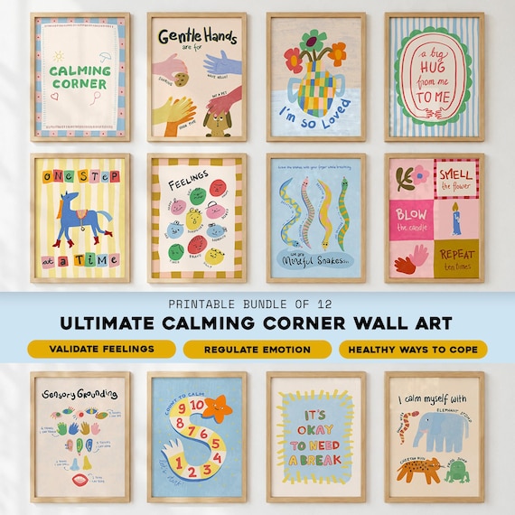 Calming Corner Poster for Emotional Regulation Wall Art Montessori Visual Guide Gentle Parenting House Rules Toddler Feeling Emotion Poster