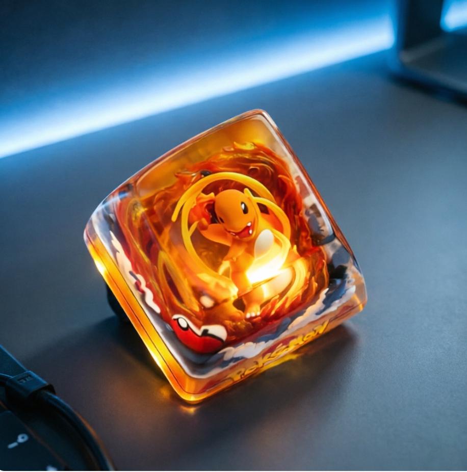 Charmander Pokémon Resin Keycap – Handmade 3D Mechanical Keyboard Cap ...