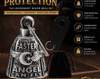 Never Ride Faster than Your Angel, Motorcycle Bell for Good Luck 3D