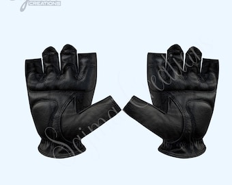 SCHOTT N.Y.C 1980s Men Winter GLOVES & Logo ~ Black Leather