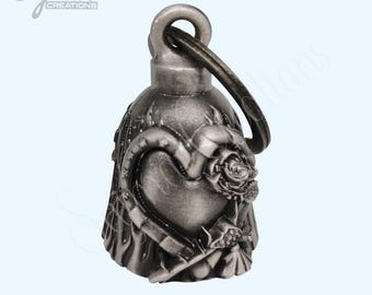 Heart with Rose 3D Motorcycle Bell  Good Luck Guardian Bell, Lightweight Impact-Resistant Biker Gift for Easter,Durable Biker Accessory
