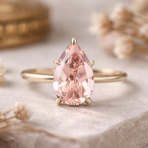 Le Vian Peach Morganite (7/8 ct. t.w.) & Diamond (3/4 ct. t.w.) Teardrop Halo Ring in 14k Rose Gold - Macy's