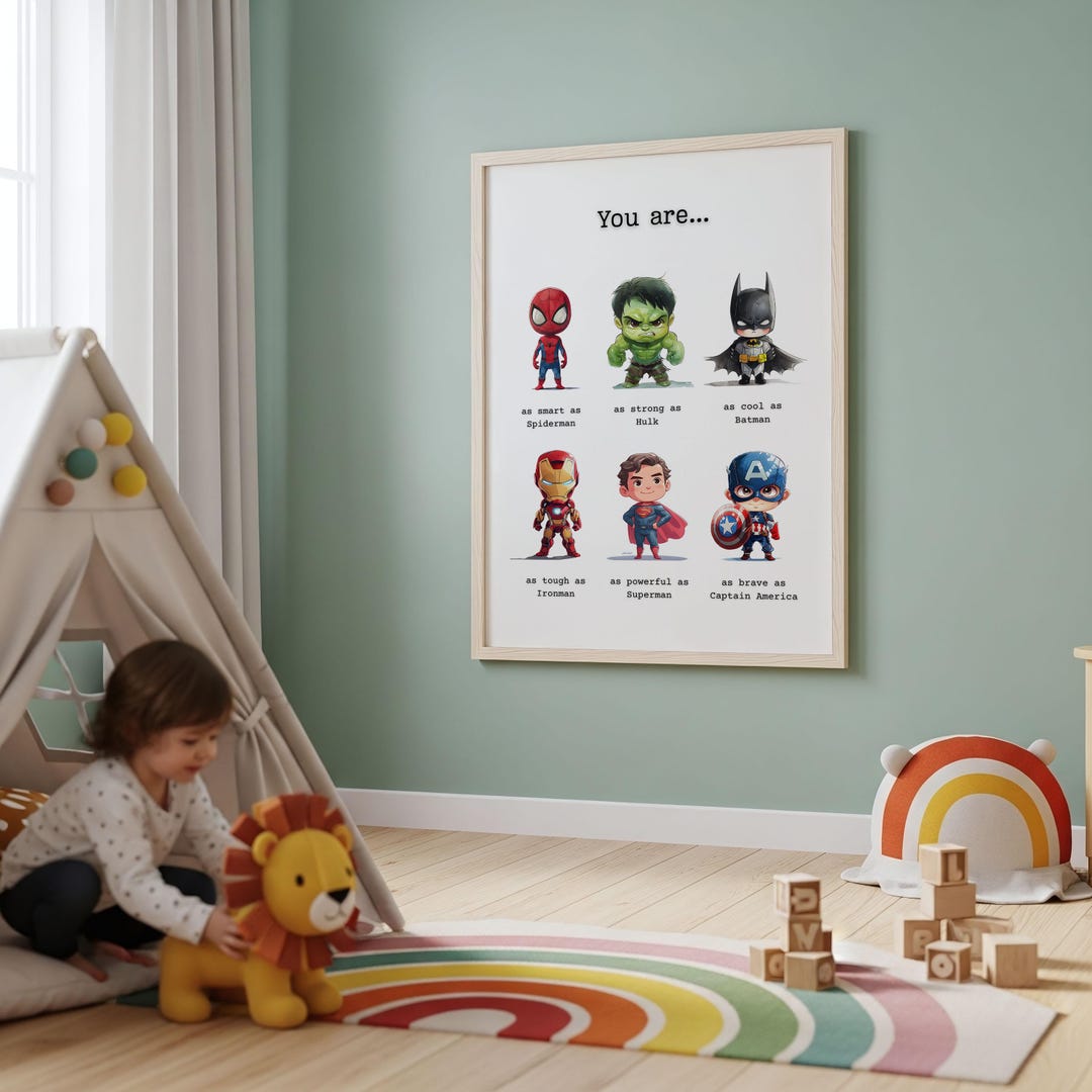 Superhero Wall Art for Kids, Boys Bedroom Décor, Superhero Nursery ...