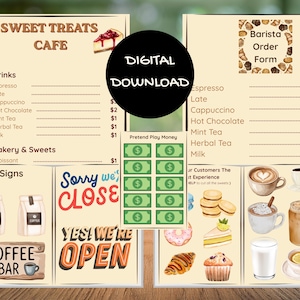 Coffee Shop Pretend Play | Bakery Dramatic Play Menu | Printable Cafe Role Kit | Playroom Activities |
