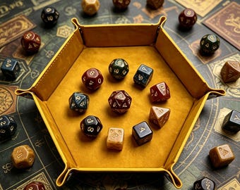 Bandeja hexagonal de terciopelo para dados, bandeja plegable de cuero sintético para lanzar dados, bandeja de almacenamiento de escritorio, accesorio para juegos de rol de mesa.