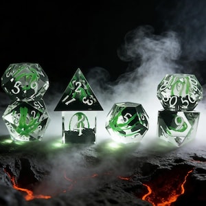 Juego de dados Volcán – Dados poliédricos de D&D para Dungeons and Dragons y juegos de rol de mesa, dados de juego de lava de fuego