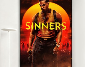 Sinners Movie Poster, Retro Wall Art, Home Decor, Classic Movie, Canvas Gift