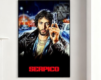 Serpico Movie Poster, Retro Wall Art, Home Decor, Classic Movie, Canvas Gift