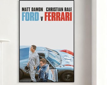Digital Download Ford v Ferrari Movie Poster, Retro Wall Art, Home Decor, Classic Movie, Canvas Gift