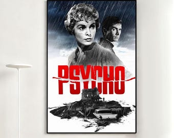 Psycho Movie Poster, Retro Wall Art, Home Decor, Classic Movie, Canvas Gift