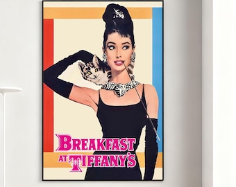 Breakfast At Tiffanys Movie Poster, Retro Wall Art, Home Decor, Classic Movie, Canvas Gift