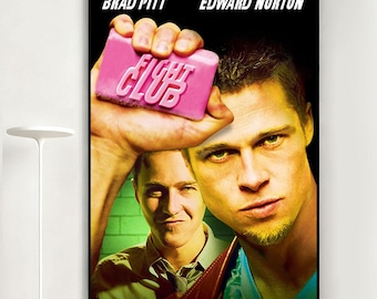 Fight Club Movie Poster, Retro Wall Art, Home Decor, Classic Movie, Canvas Gift