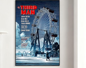The Third Man Movie Poster, Retro Wall Art, Home Decor, Classic Movie, Canvas Gift