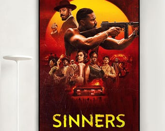 Sinners Movie Poster, Retro Wall Art, Home Decor, Classic Movie, Canvas Gift