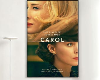 Carol Movie Poster, Retro Wall Art, Home Decor, Classic Movie, Canvas Gift