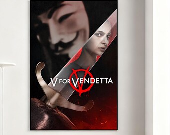 V For Vendetta Movie Poster, Retro Wall Art, Home Decor, Classic Movie, Canvas Gift