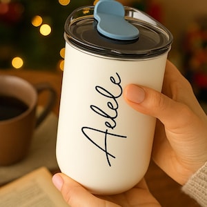 Personalized Coffee Tumbler, Custom Name Travel Mug, Stainless Steel Cup, Barista Gift