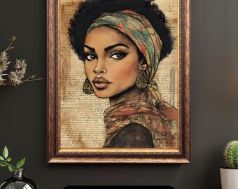 Vintage Afro Beauty Kunstdruck: Schwarze Frau
