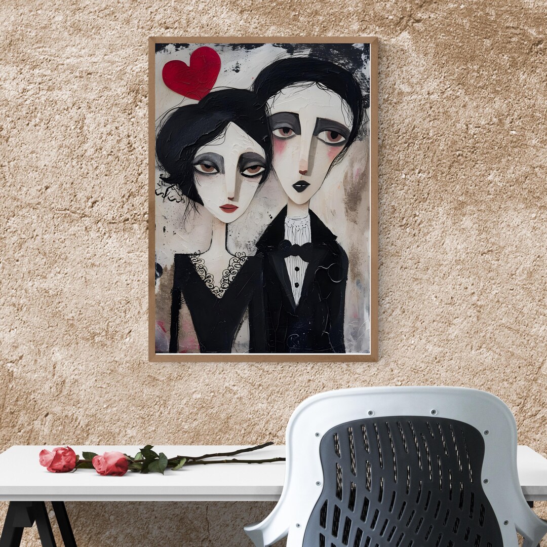 Gothic Valentine Art Print: Dark Love Couple Portrait - Etsy