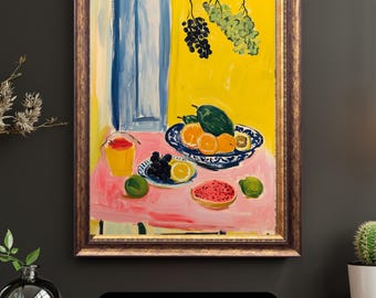 Mediterranean Still Life Art Print, Colorful Kitchen Wall Decor