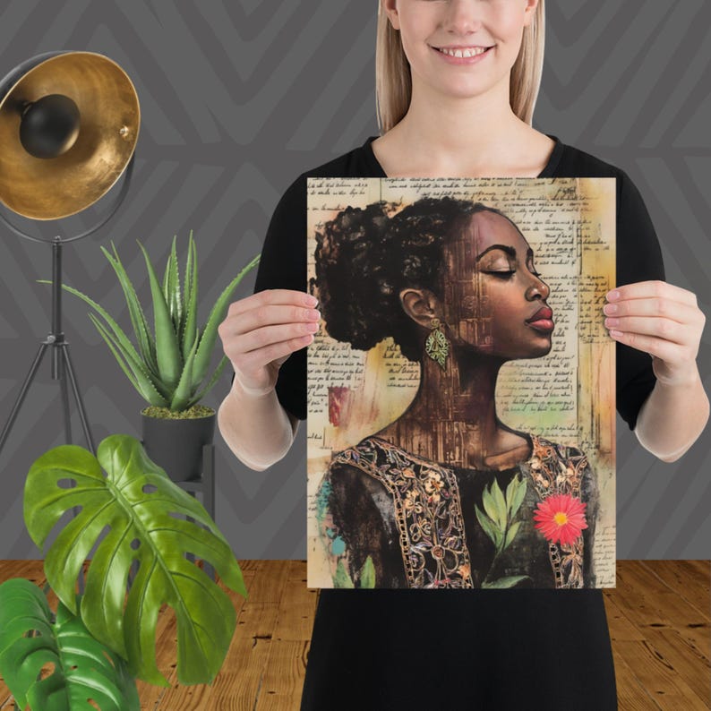 Black Woman Portrait Art Print: Afro Beauty, Boho Home Decor - Etsy