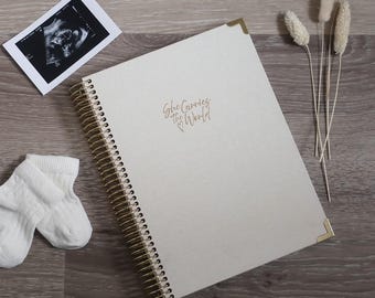 Linen Pregnancy Journal: 52-Week Milestone Diary, Baby Shower Gift Made In Yorkshire