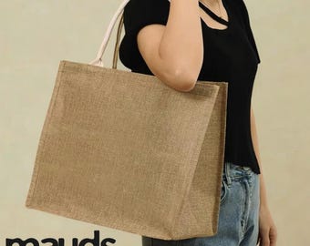 Eco-Friendly Jute Tote Bag, Minimalist Canvas Handle Shopping Bag