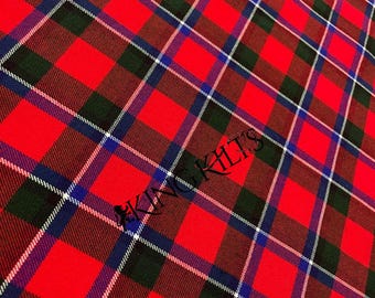 Sinclair Red Tartan Fabric - 16 Oz Heavy Weight Acrylic Wool Fabric - Running Yards