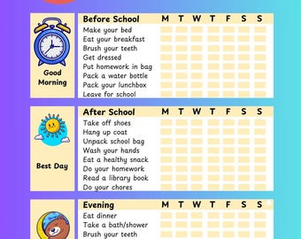 Lista de verificación de recordatorios escolares en PDF Preparación para la escuela Imprimible Recordatorio para niños temprano en la mañana