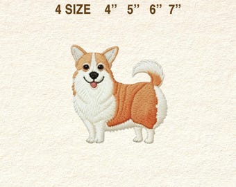 Diseño de bordado de perro Corgi / Patrón de bordado a máquina de Corgi lindo / Puntada para amantes de las mascotas