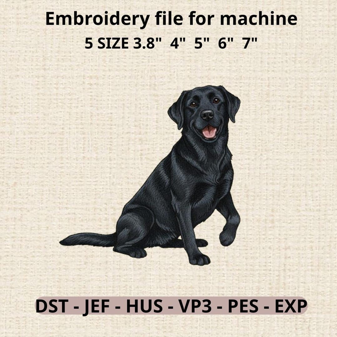 Lab Machine Embroidery Design Black Lab Machine Embroidery Pattern - Instant Download for ...